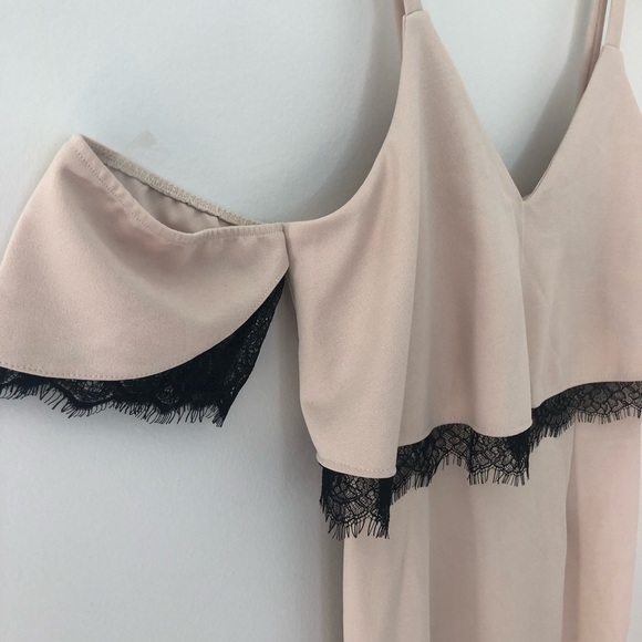 Vanity Room Lace Popover Cold Shoulder Crepe Dress - Picture 3 of 6